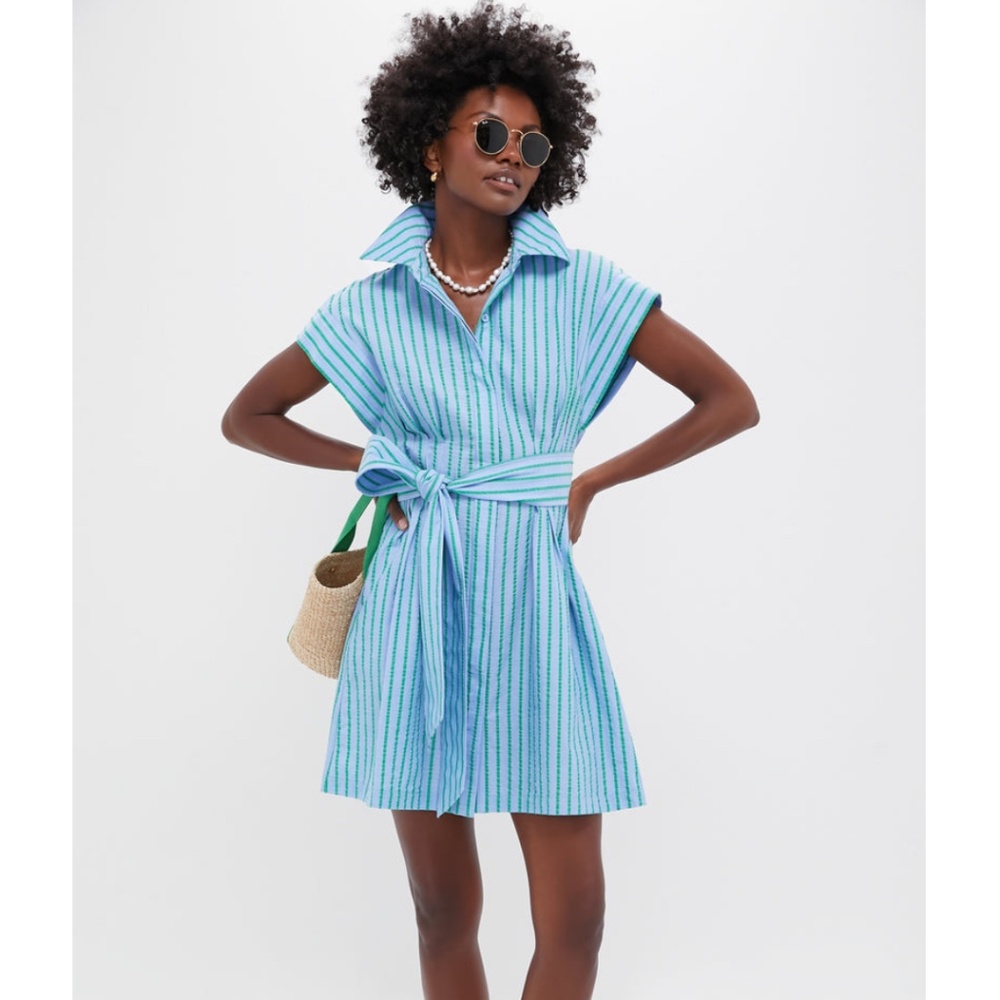 Tuckernuck Delphinium Seersucker Mini Callie Dress Women's Size XXL *No Belt*